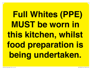  Full Whites (PPE) MUST be worn in this kitchen, whilst food preparation is being undertaken.